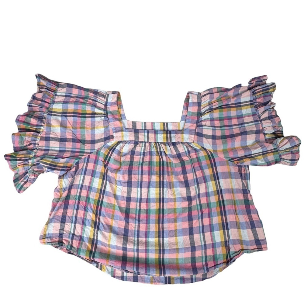 Women’s Terra & Sky Multicolor Plaid Cotton Blouse Size 3X